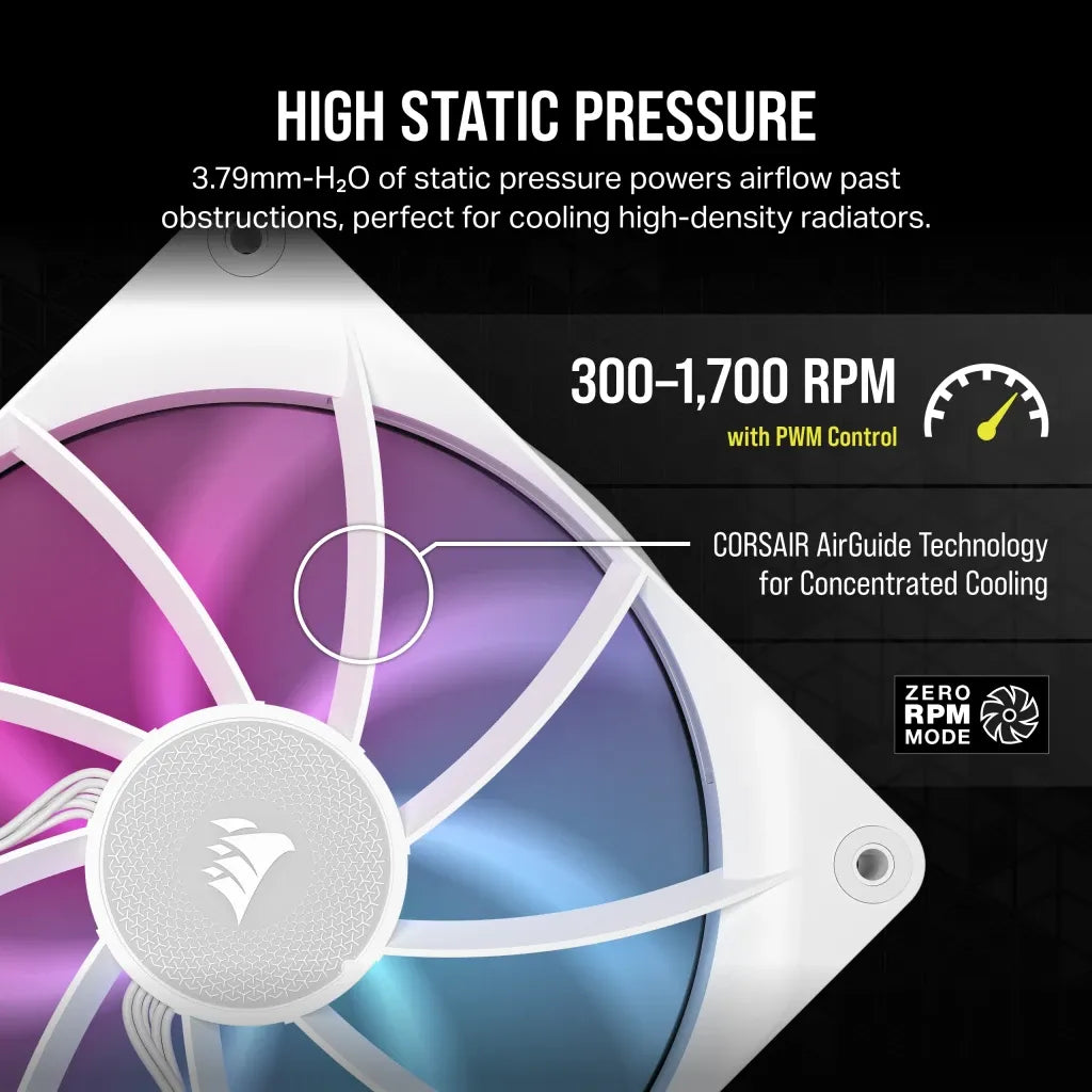 Corsair RX Series; iCUE LINK RX140; 140mm Fan; Dual Pack - White. - image 5