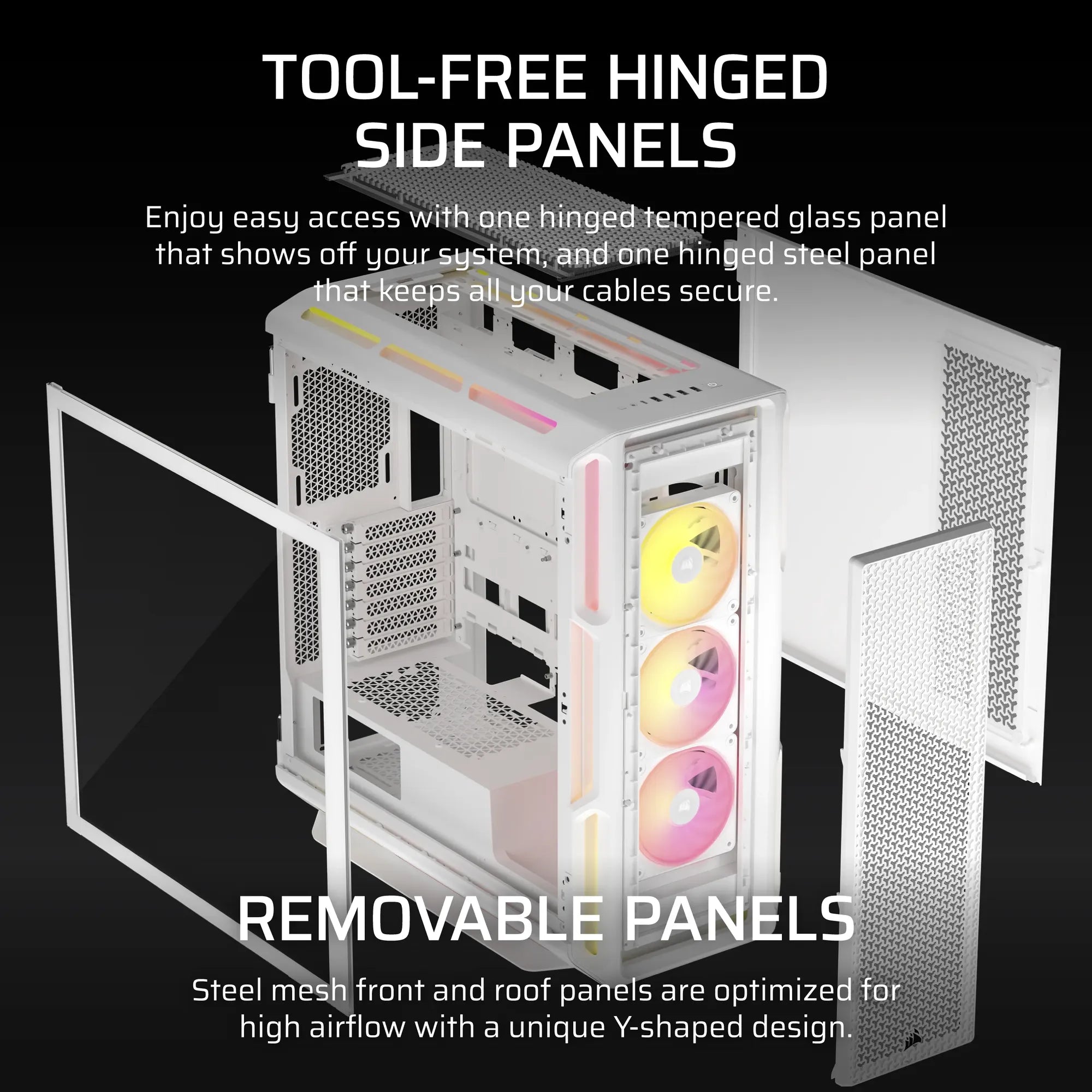 Corsair iCUE LINK 5000T LX RGB Mid-Tower PC Case; White - image 4