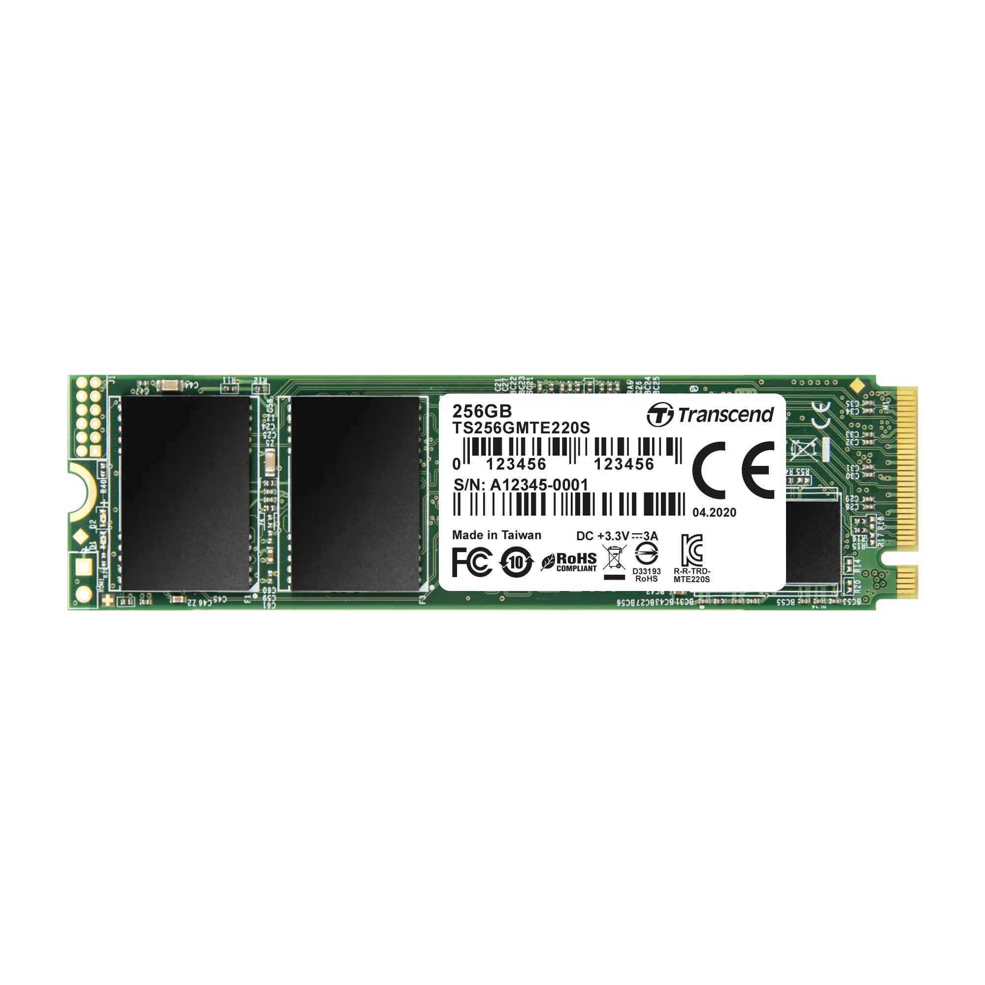 TRANSCEND 256GBMTE220S PCI-E GEN 3x4 NVMe M.2 2280 SSD 3D TLC with DRAM cache - 3300 MB/s Read 1250 MB/s Write - 550 TBW - image 6