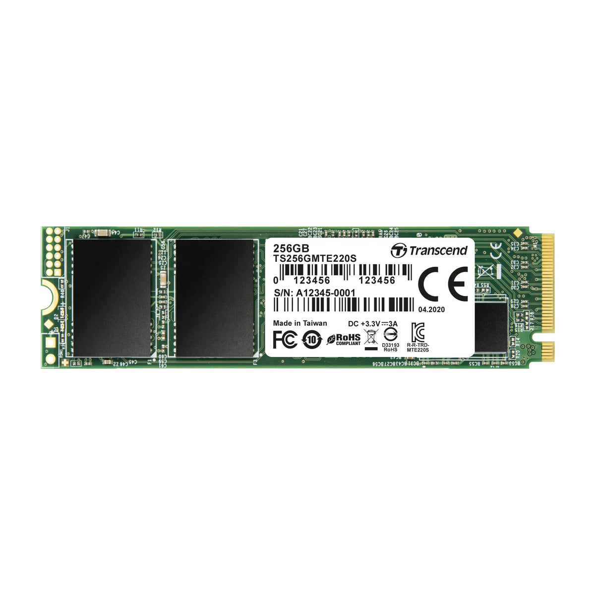 TRANSCEND 256GBMTE220S PCI-E GEN 3x4 NVMe M.2 2280 SSD 3D TLC with DRAM cache - 3300 MB/s Read 1250 MB/s Write - 550 TBW - image 6