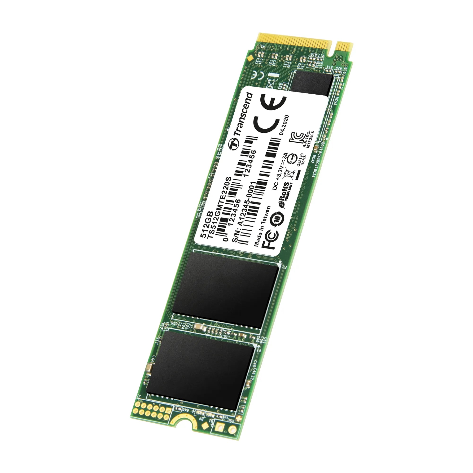 TRANSCEND 512GB MTE220S PCI-E GEN 3x4 NVMe M.2 2280 SSD 3D TLC with DRAM cache - 3500 MB/s Read 2500 MB/s Write -1100TBW - image 3