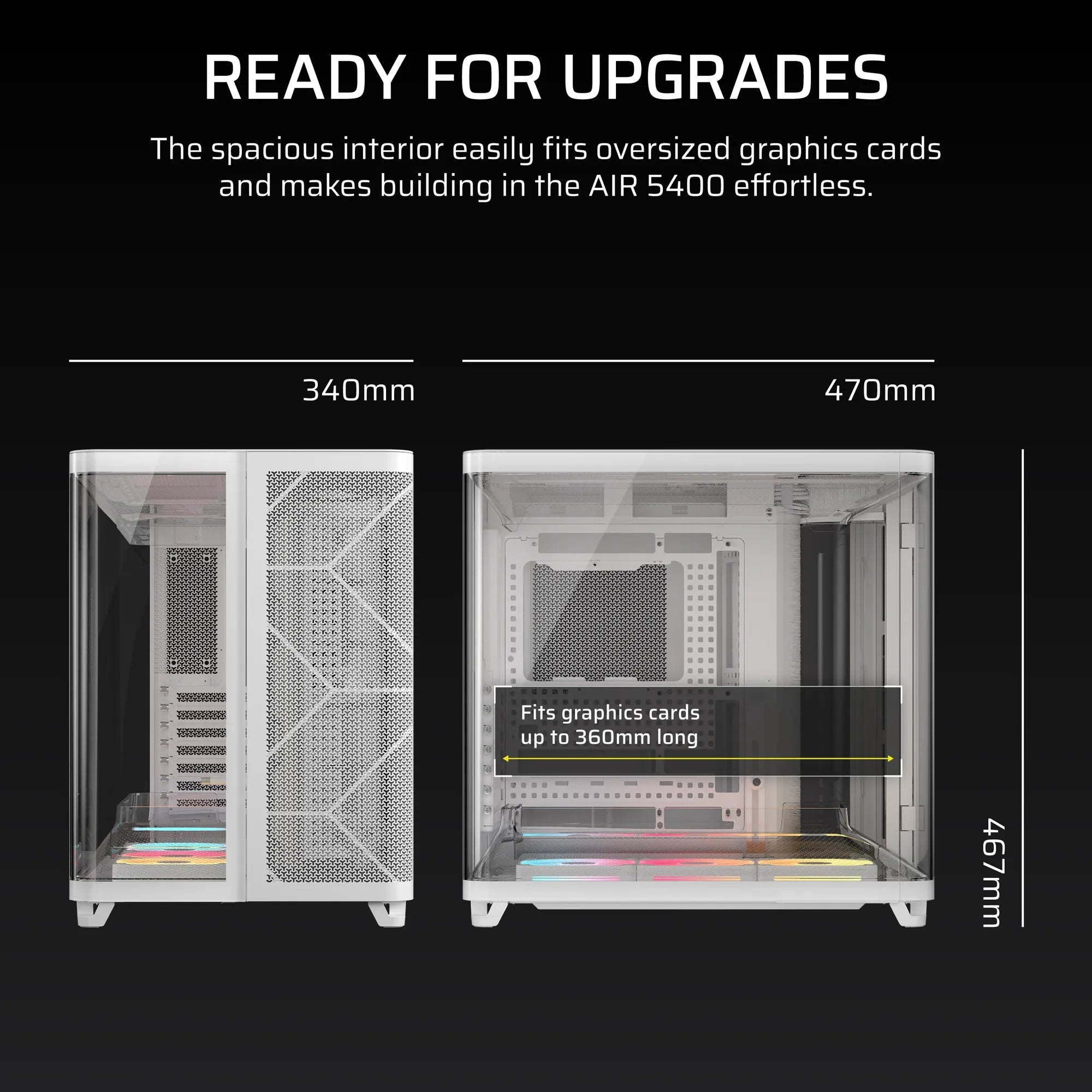AIR 5400 LX-R RGB iCUE LINK Triple Chamber Mid-Tower PC Case ;3x Fans included;2x 2.5'' ; 1x 3.5''; White - image 5