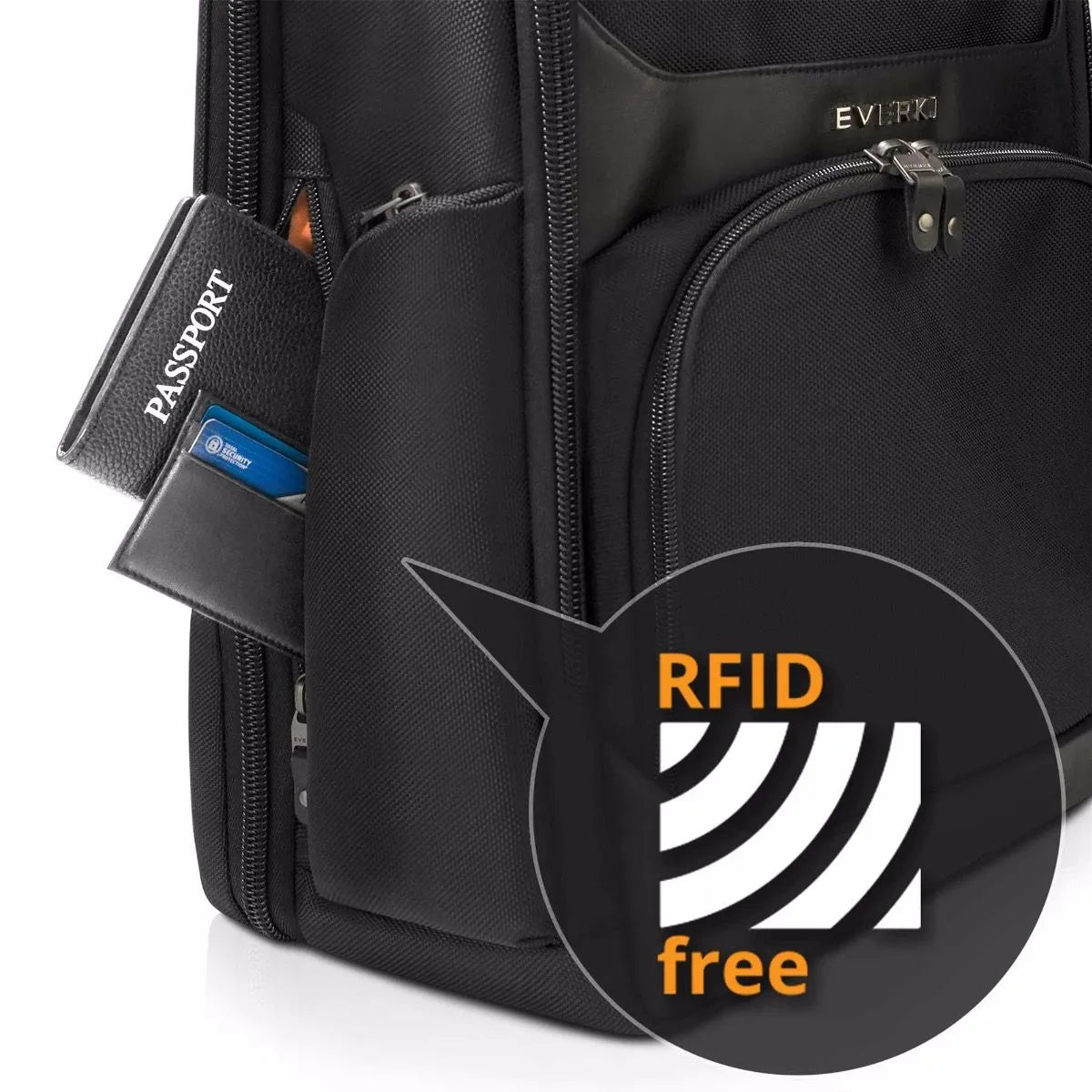 EVERKI ONYX BACKPACK | Fits up to 15.6 inch laptops | Black | Discreet RFID-safe pocket | Travel friendly | Opens 180° - image 11