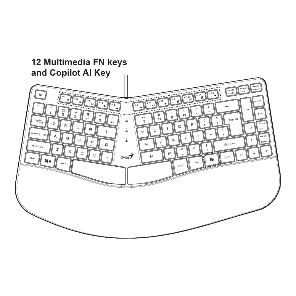 GENIUS KB-700 ERGONOMIC 1.5M USB KEYBOARD WITH PALM REST - image 6