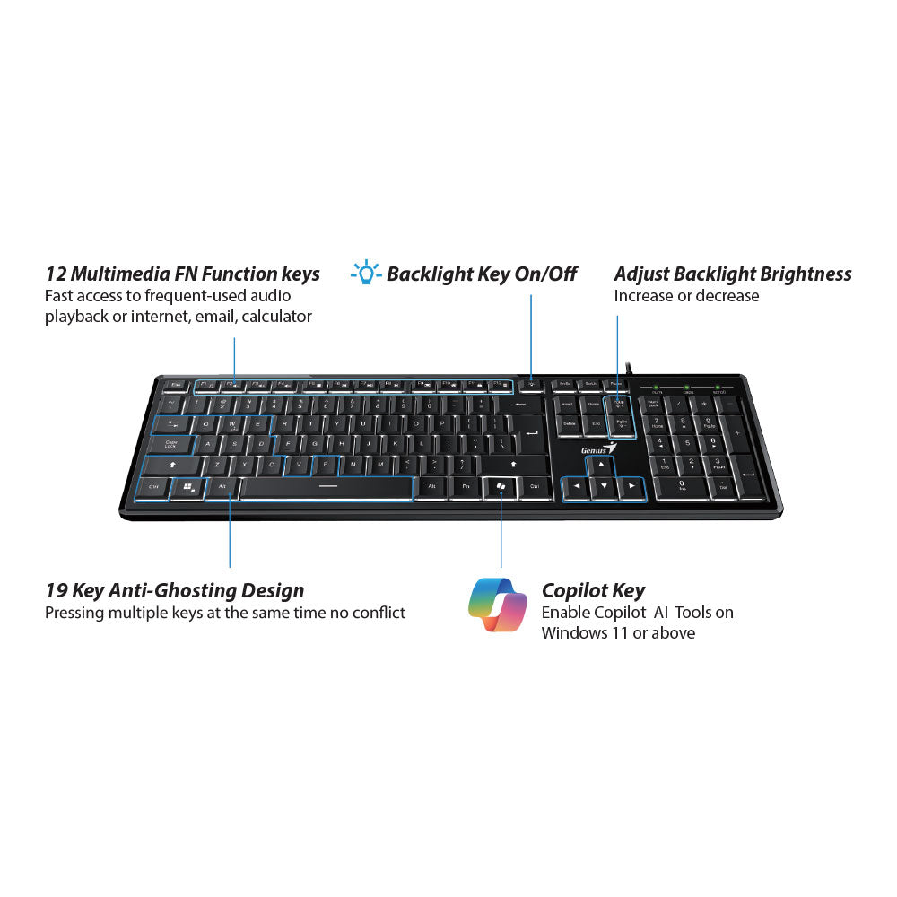 GENIUS SLIMSTAR USB KBD 820 - AI COPILOT (BLACK) - image 4