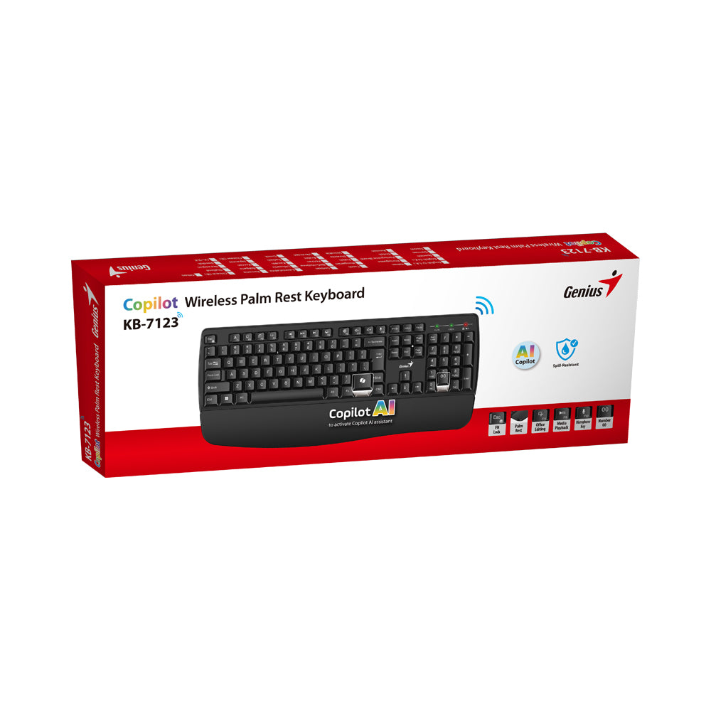 GENIUS 2.4GHZ WIRELESS PALM REST KEYBOARD - image 5