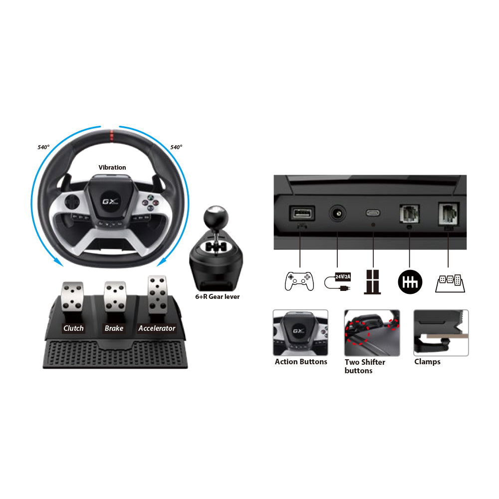 GENIUS FORCE FEEDBACK RACING WHEEL6+RSHIFTER - image 5