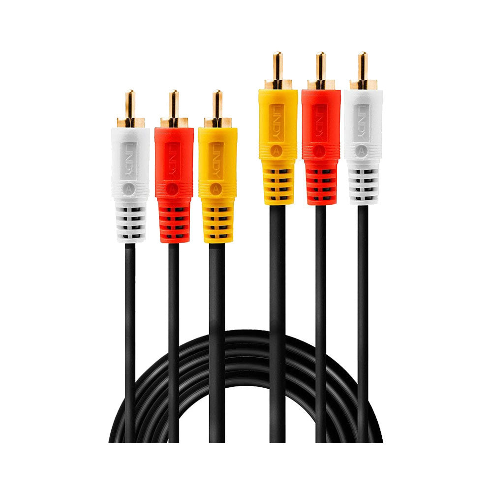 LINDY 3XRCA PREMIUM AUDIO, VIDEO 1M PLUG (35690) - image 2