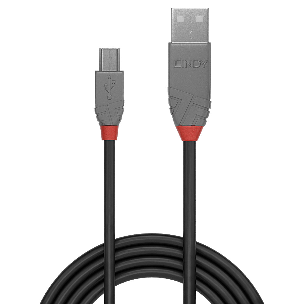 LINDY 0.5M USB2.0 A-M TO MINI-B CBL-ANTHRA (36721) - image 2