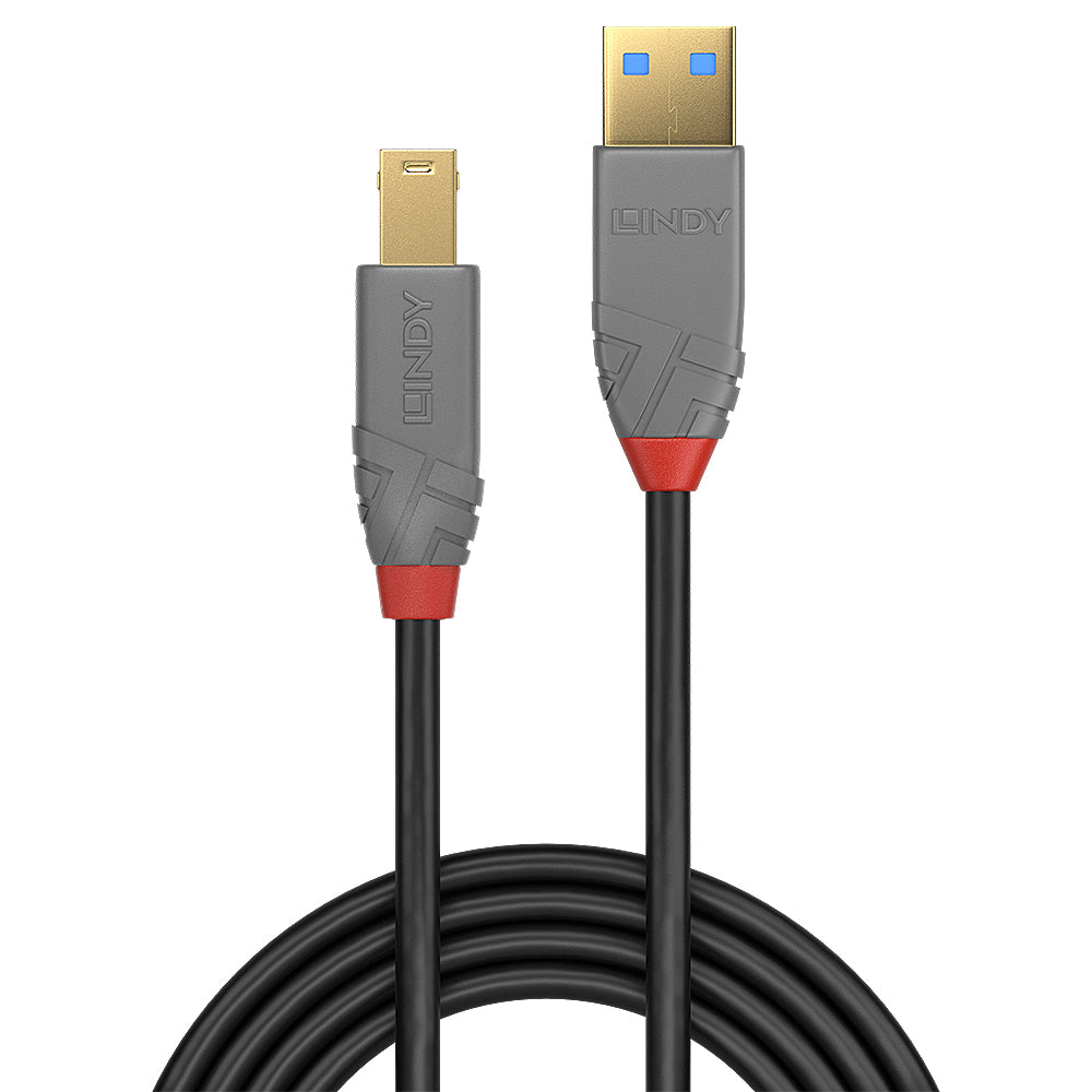 LINDY 5M USB3.0 AM-BM BLACK CABLE ANTHRA (36744) - image 2