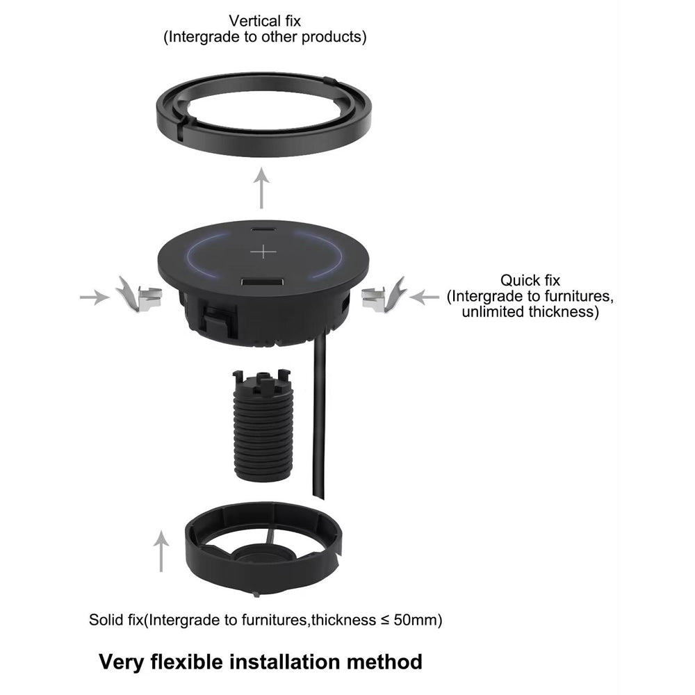 LINKQNET 60MM 15W WIRELESS CHARGING DESKTOP GROMMET - image 2