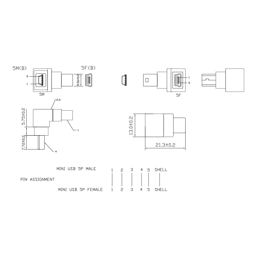 DELOCK 90DEG USB-B MINI M-F UP ADAPTER (65097) - image 3