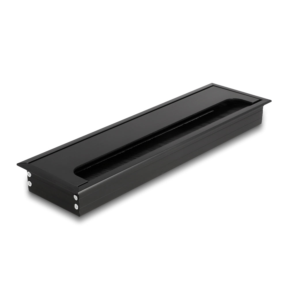 DELOCK 66857 CABLE GROMMET FOR TABLE MOUNTING WITH BRUSH 280 X 80 X 28MM - BLACK - image 2