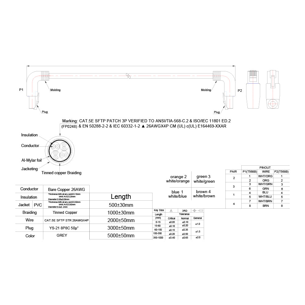 DELOCK 2M RJ45 CAT5 SFTP CABLE ANGLED GRY (83512) - image 2
