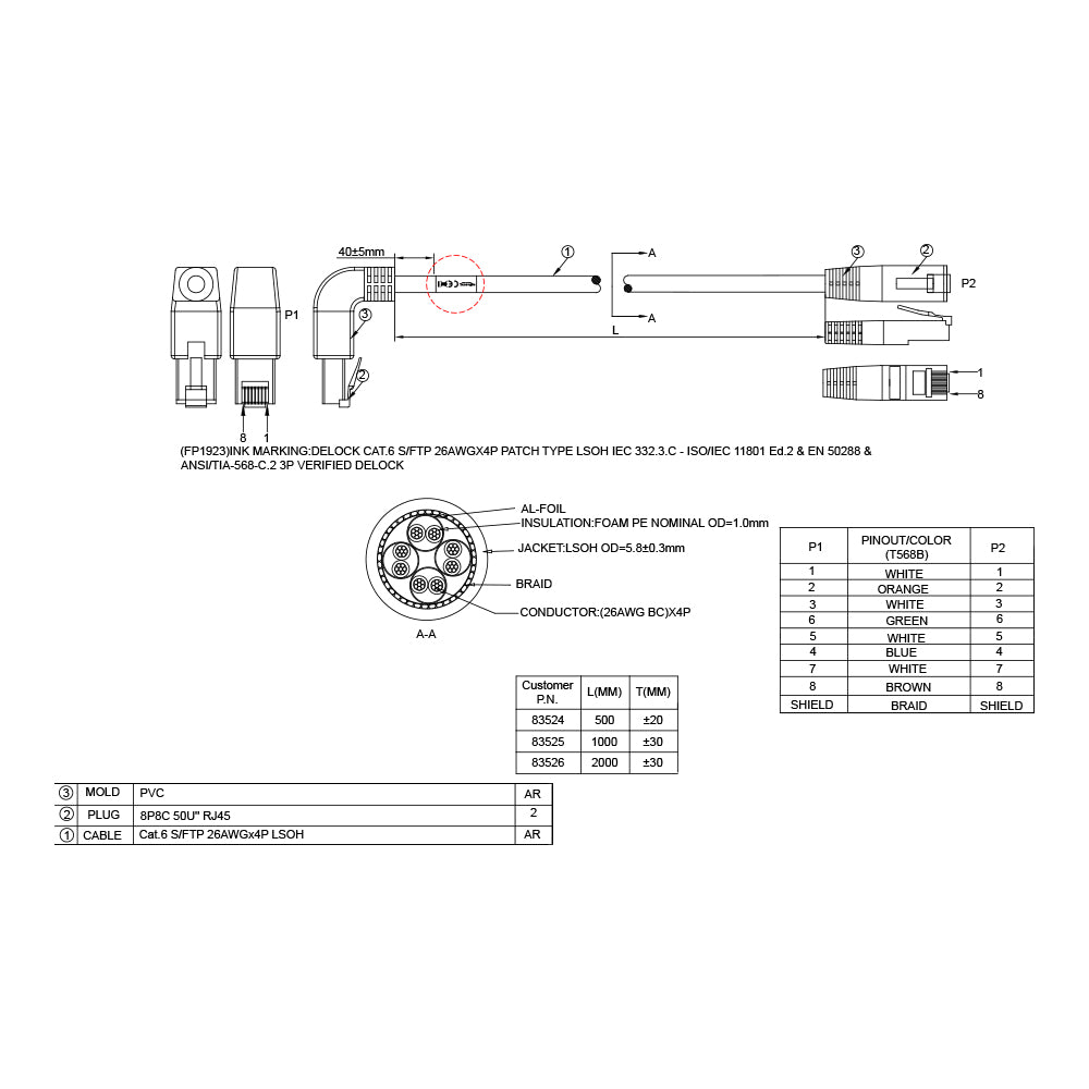 DELOCK 0.5M RJ45 CAT6 SSTP ANGLED/STRAIGHT (83524) - image 2