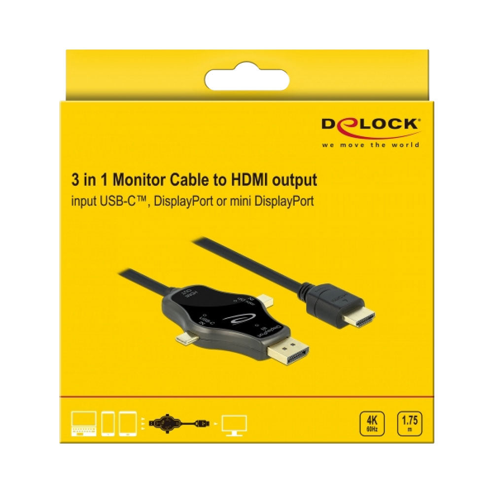 DELOCK 1.75M TYPE-C, DP OR MINI DP TO HDMI (85974) - image 2
