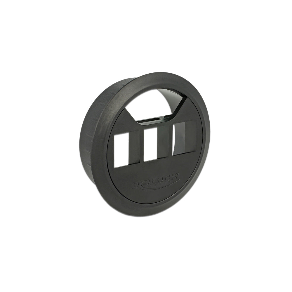 DELOCK 3-PORT KEYSTONE 60MM DESK PANEL, BLK(86277) - image 2