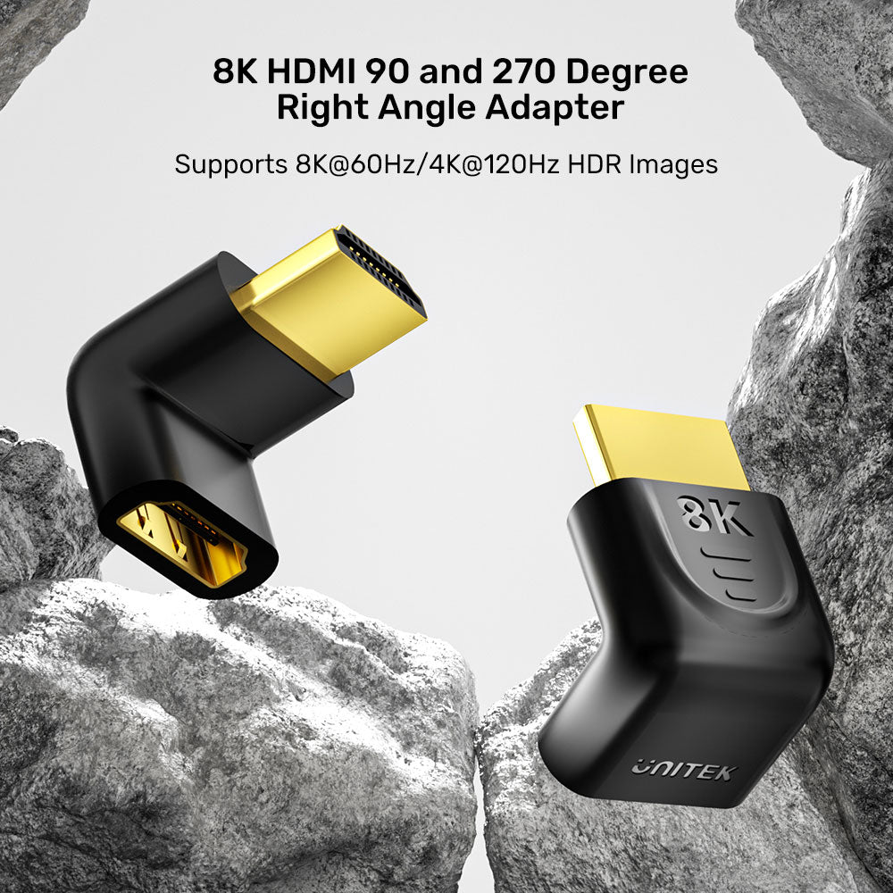 UNITEK A1046A 8K HDMI 2.1 90° AND 270° ANGLED ADAPTER KIT - image 3