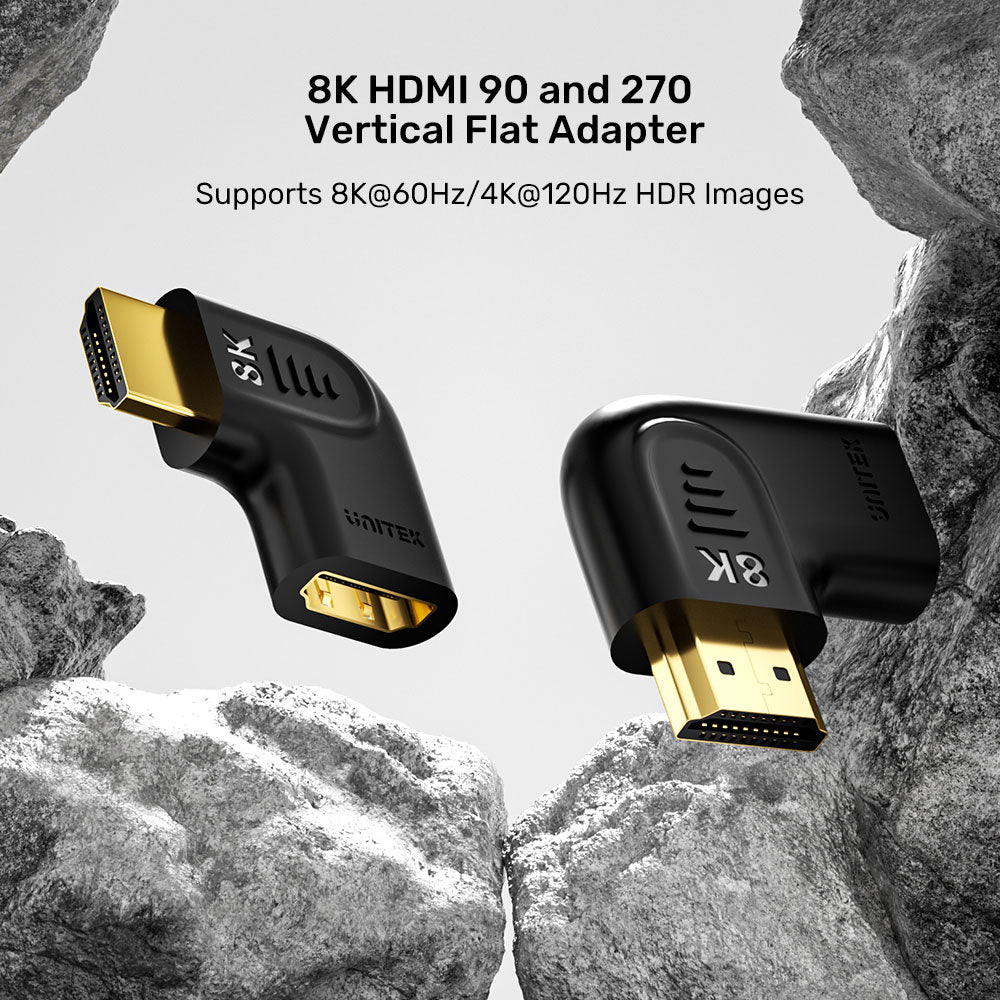 UNITEK A1047A 8K HDMI 2.1 90° AND 270° VERTICAL FLAT ANGLED ADAPTER KIT - image 3