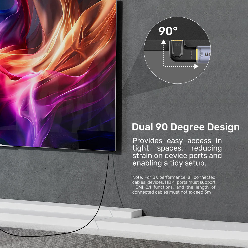 UNITEK A1047A 8K HDMI 2.1 90° AND 270° VERTICAL FLAT ANGLED ADAPTER KIT - image 4