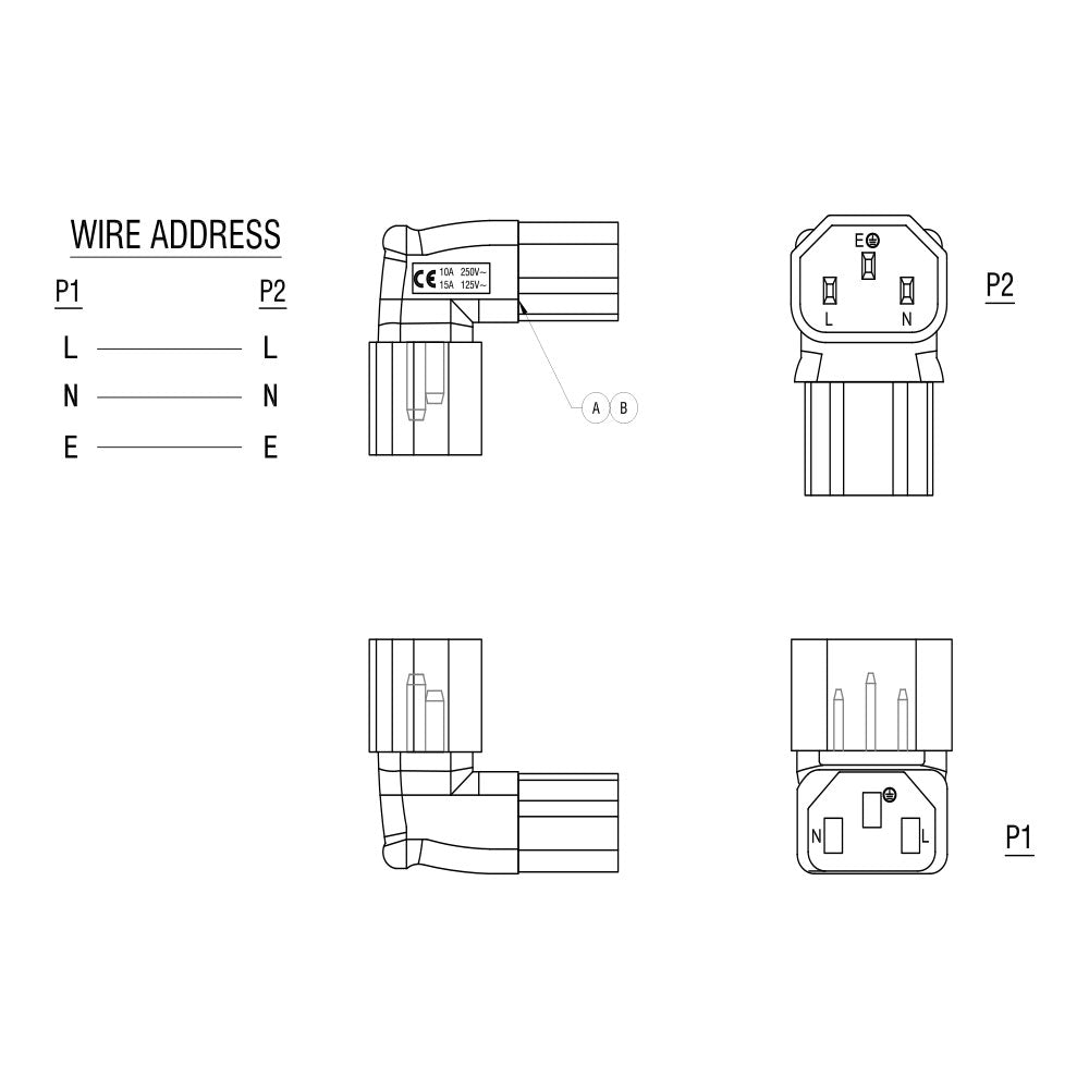 C13 FEMALE TO C14 MALE IEC – 90 DEGREE - image 2