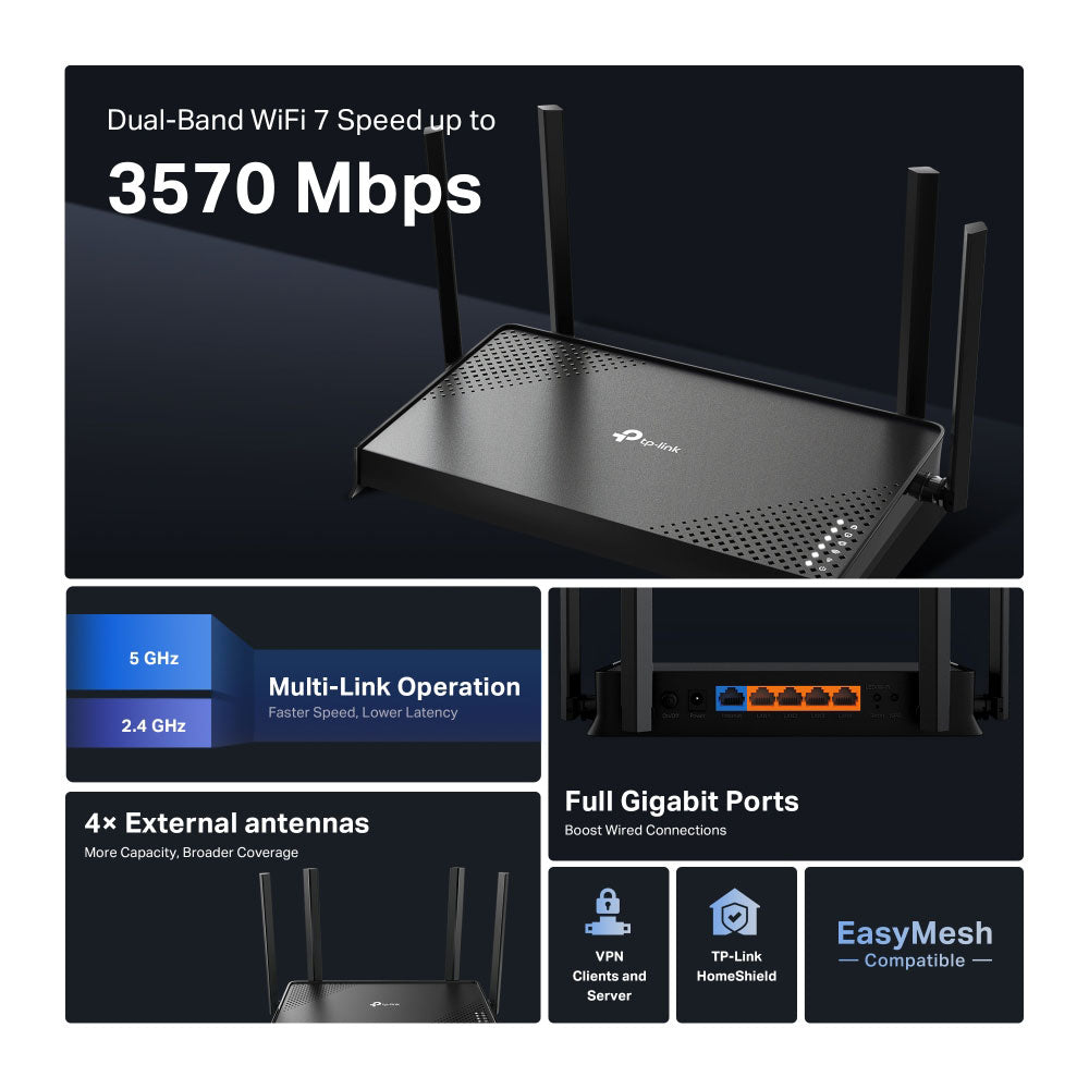TP-LINK BE220 WIFI 7 DUAL BAND GB ROUTER - image 4