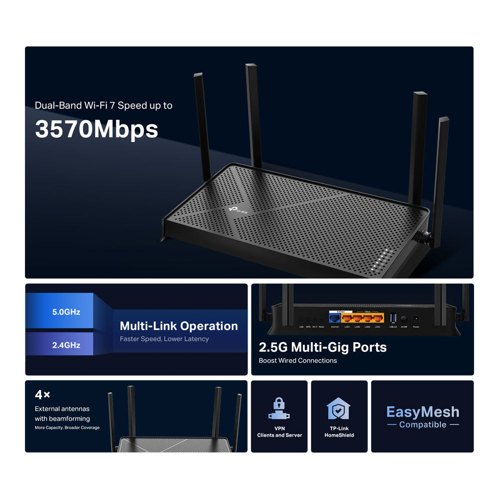 TP-LINK BE3600 DUAL-BAND WI-FI 7 ROUTER - image 3