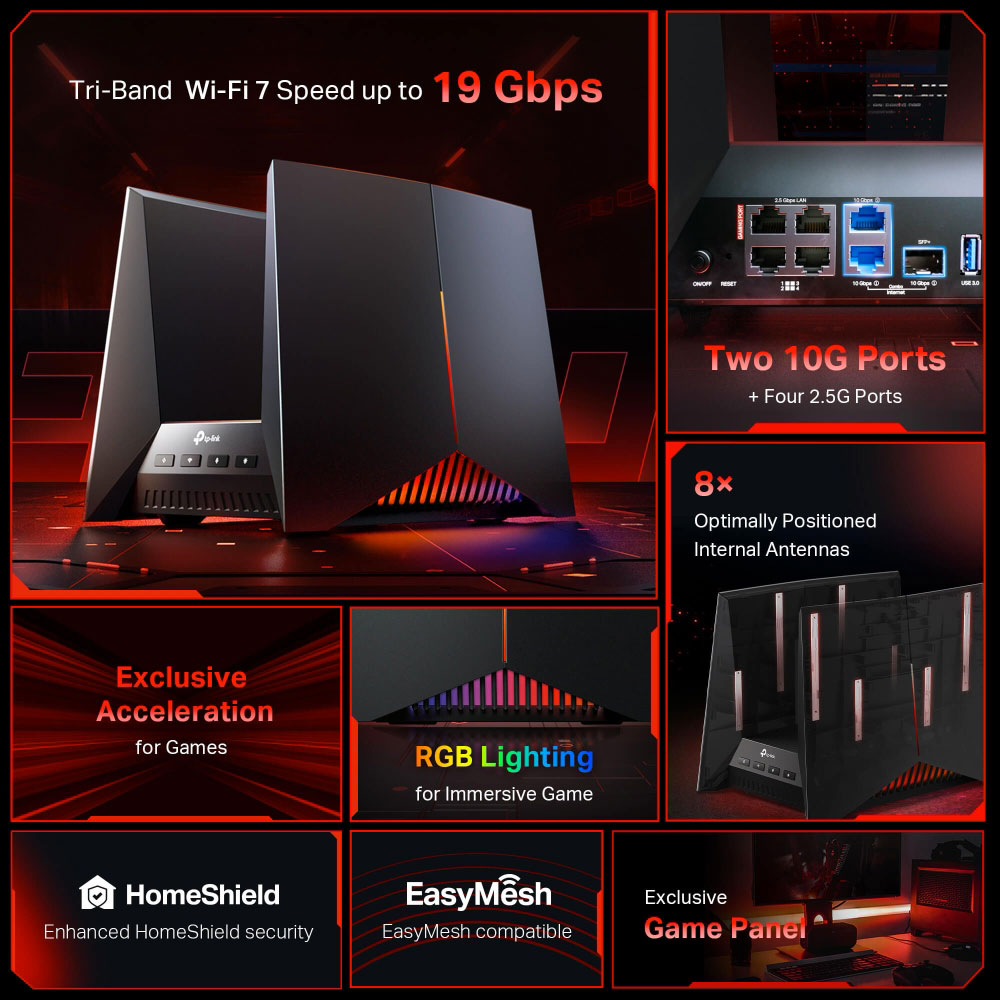 TP-LINK BE19000 TRI-BAND WIFI 7 GAMING ROUTER - image 4