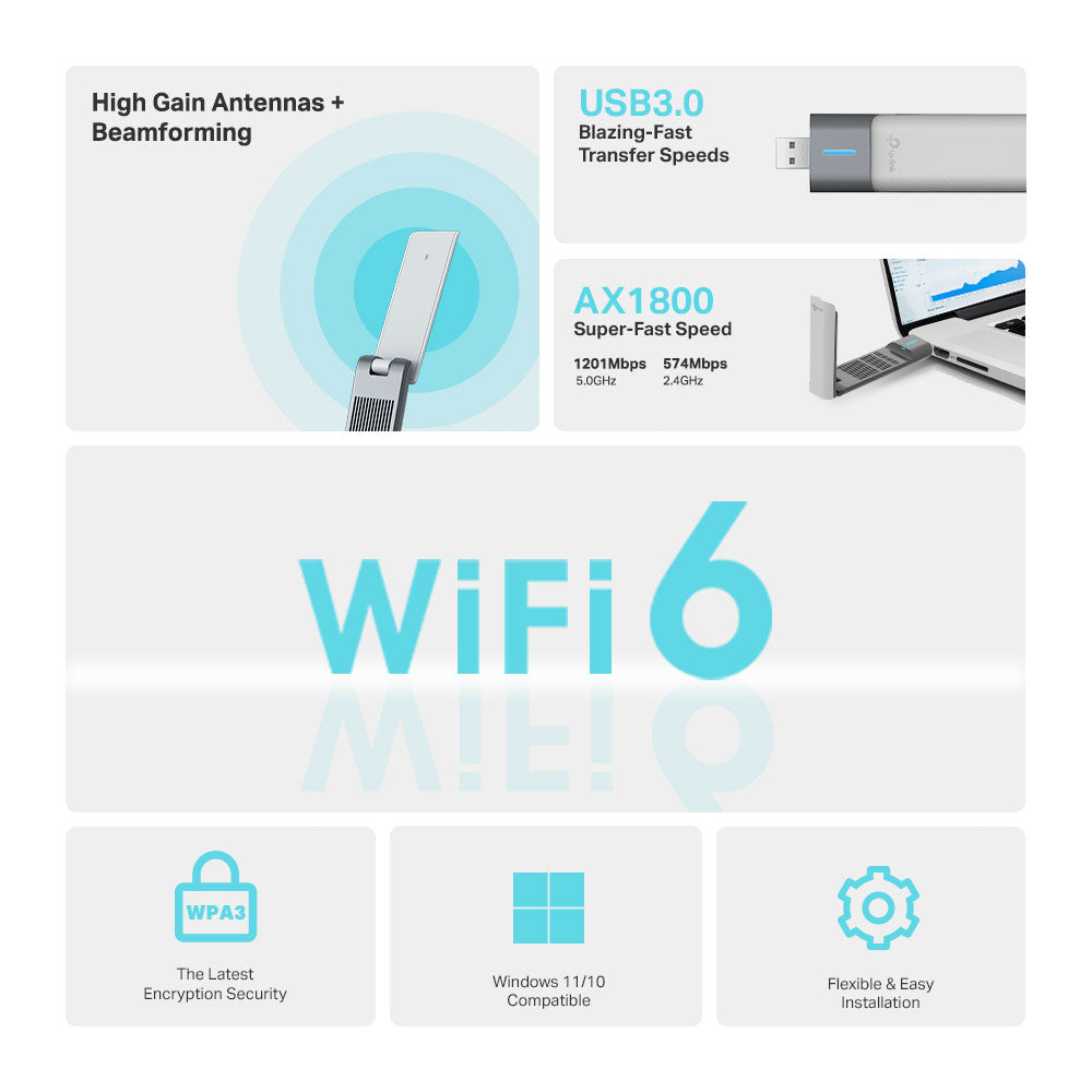 TP-LINK AX1800 HIGH GAIN WIRELESS USB ADAPTER