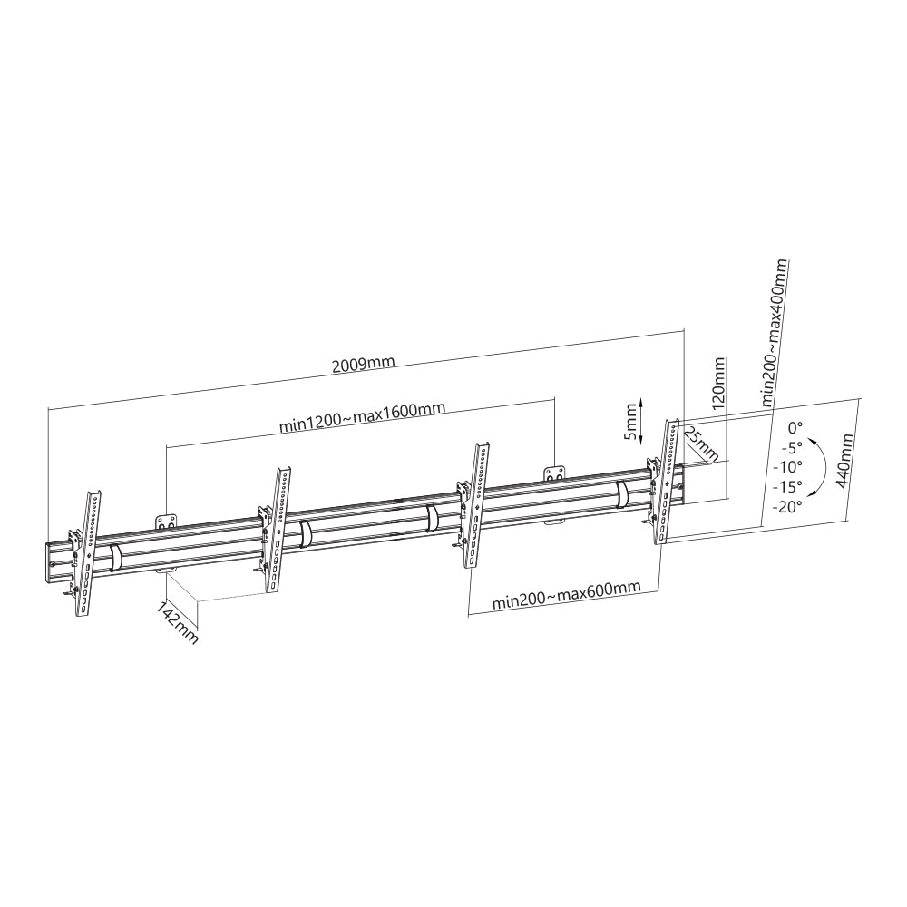 LINKQNET LVW10-246T 42~55" DUAL-SCREEN MENU BOARD WALL MOUNT - image 7
