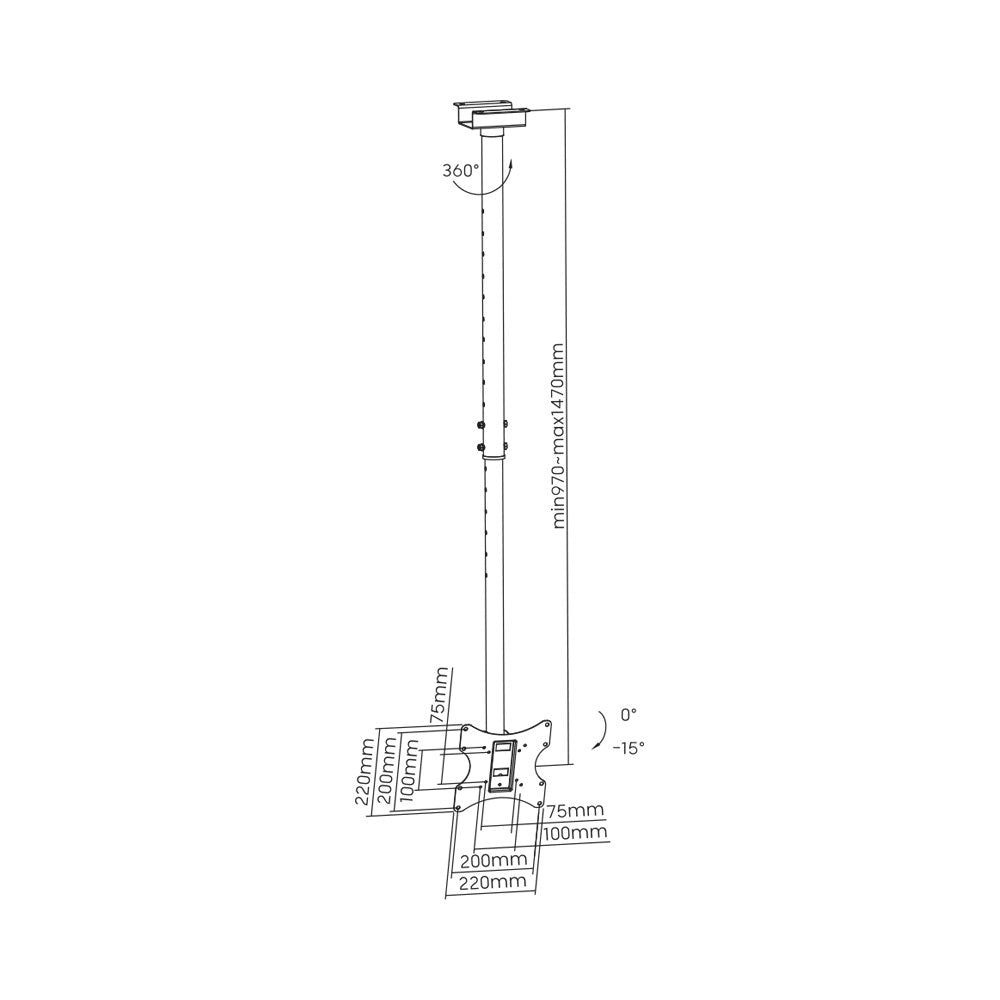 BRACKETS 23-42IN 50KG, TV CELING MOUNT,DETACHABLE - image 2