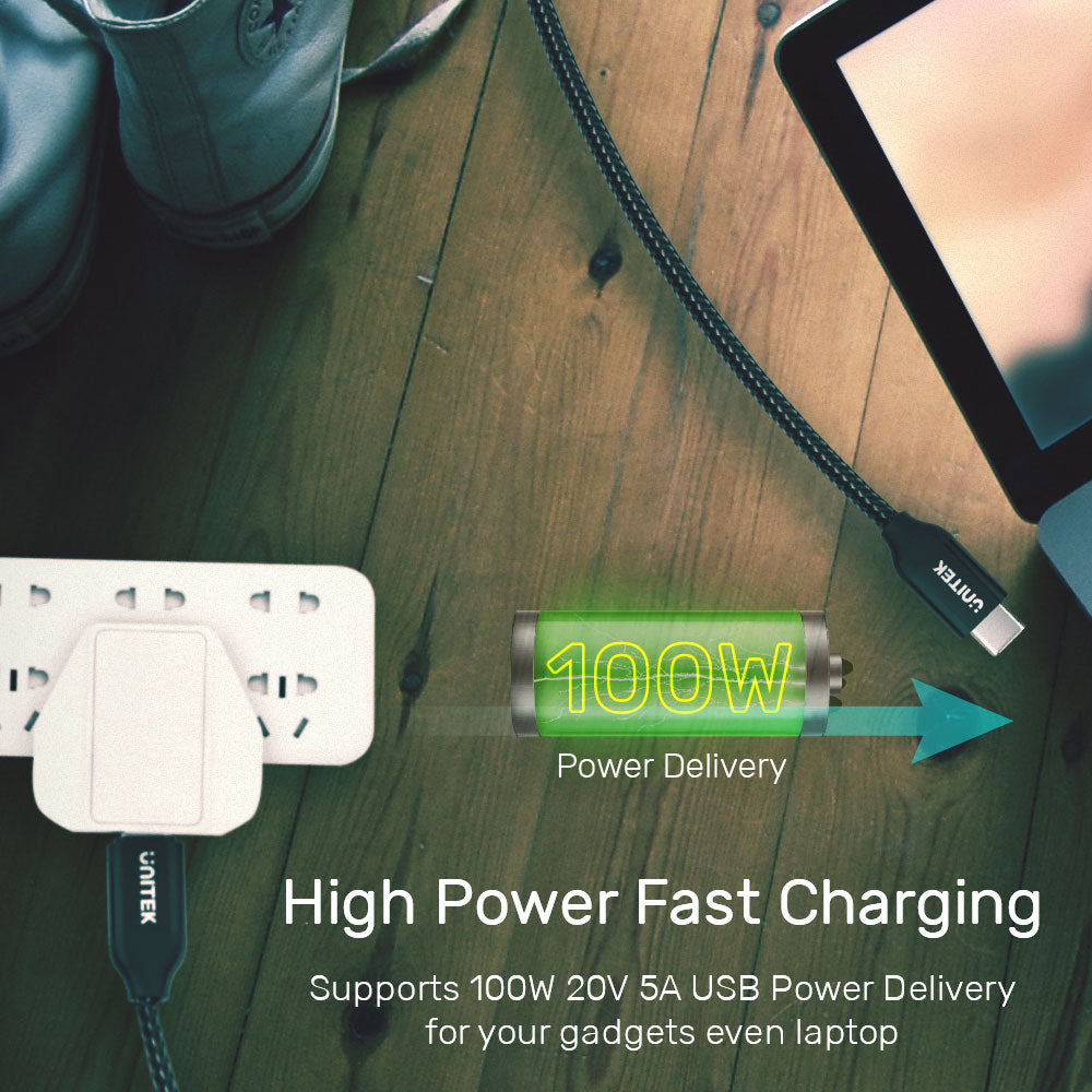 UNITEK C14059BK 2M USB2.0 TYPE-C 100W 20V 5A POWER DELIVERY CABLE - image 3