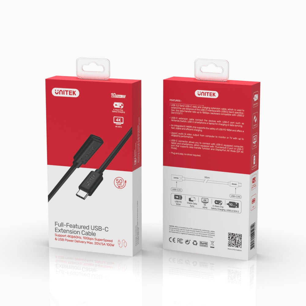 UNITEK 1.5M USB3.2 TYPE-C,M-F EXT CBL C14086BK-1.5 - image 3