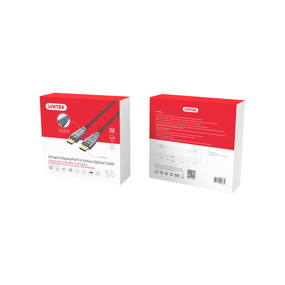 UNITEK C1616GY 10M 8K ACTIVE OPTICAL DISPLAYPORT 1.4 CABLE - image 3