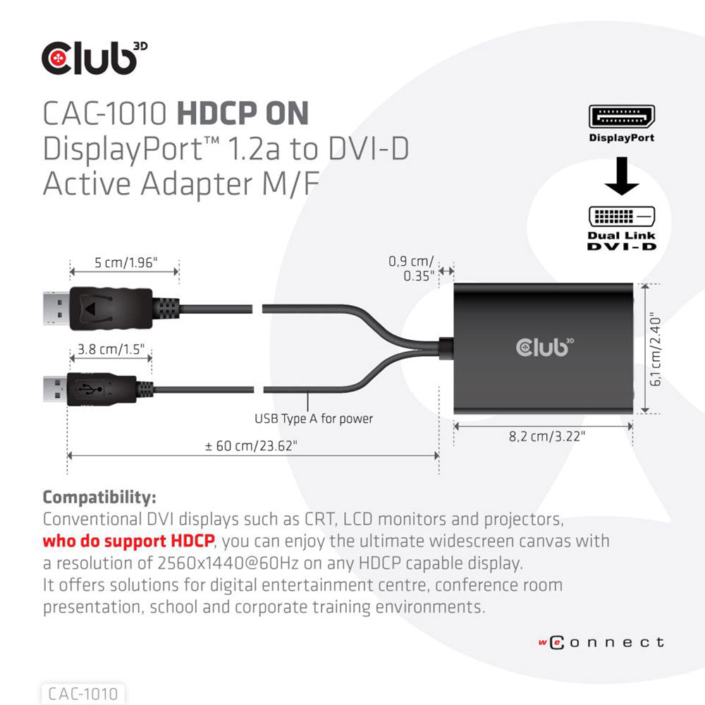 CLUB3D CAC-1010 DISPLAYPORT TO DUAL-LINK DVI-D ACTIVE ADAPTER – HDCP ON VERSION - image 5