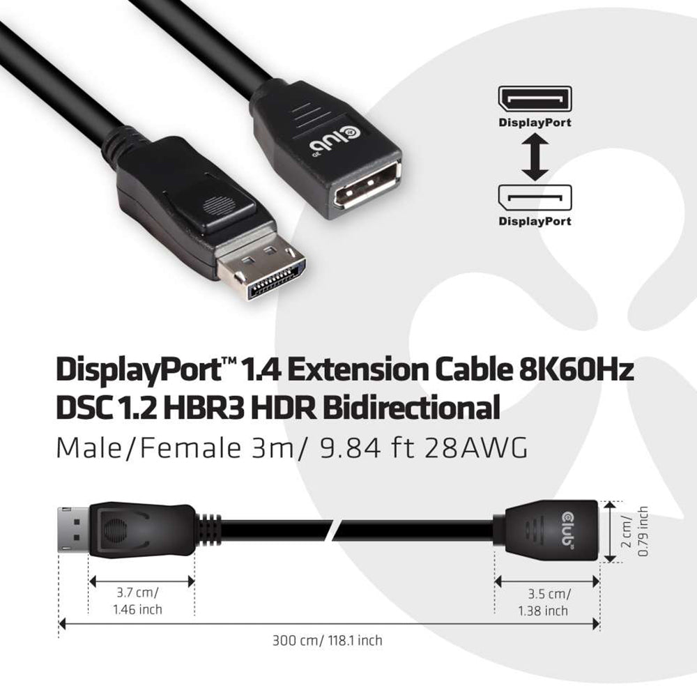 DISPLAYPORT 3M 1.4 8K HBR3 EXT. CABLE (CAC-1023) - image 3