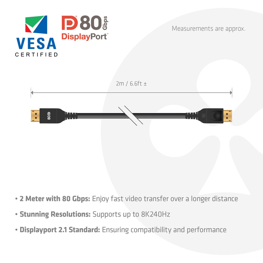 CLUB3D CAC-1094 2M 8K @240HZ DISPLAYPORT 2.1 VESA DP80 CERTIFIED CABLE - image 6