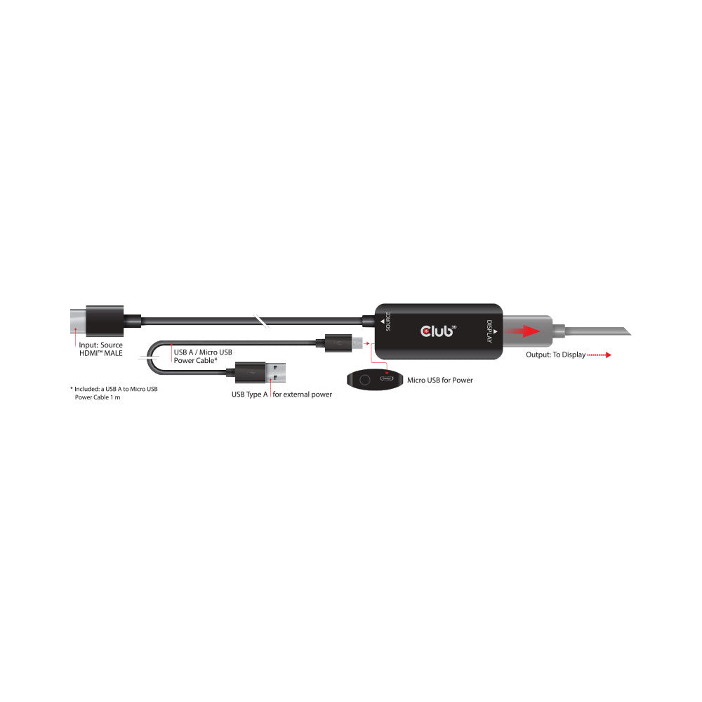 CLUB3D CAC-1335 HDMI TO DISPLAYPORT 4K 120HZ OR 8K 30HZ ACTIVE ADAPTER WITH OPTIONAL MICRO USB POWER INPUT - image 4