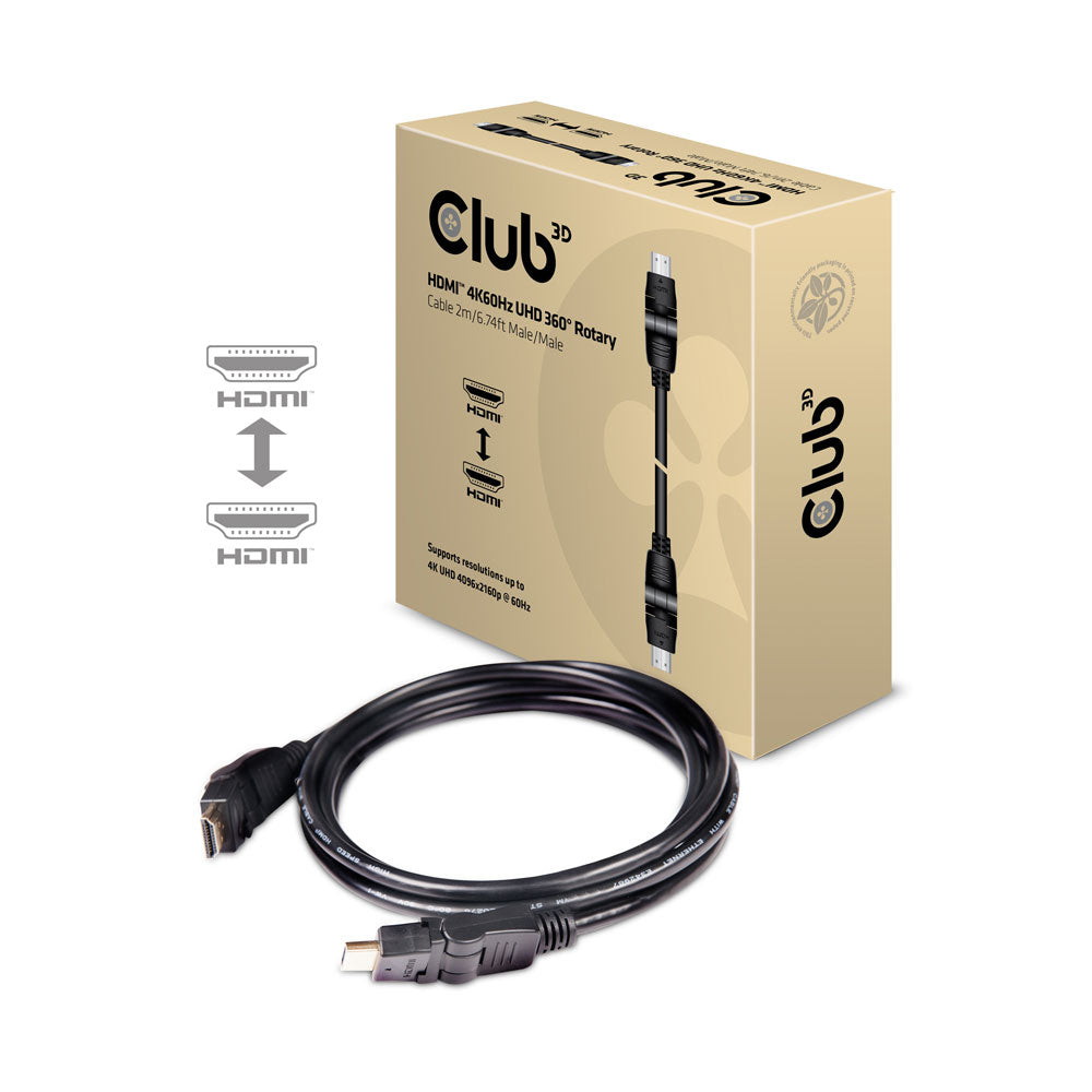 2M HDMI2.0 MALE TO MALE 4K 60HZ 360DEG CABLE - image 2