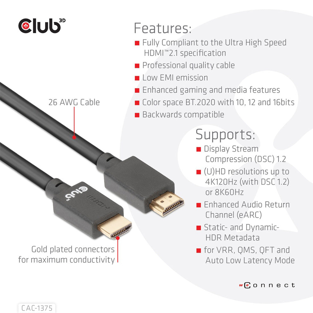 CLUB3D CAC-1375 5M 8K @60HZ ULTRA HIGH SPEED HDMI 2.1 CABLE - image 4