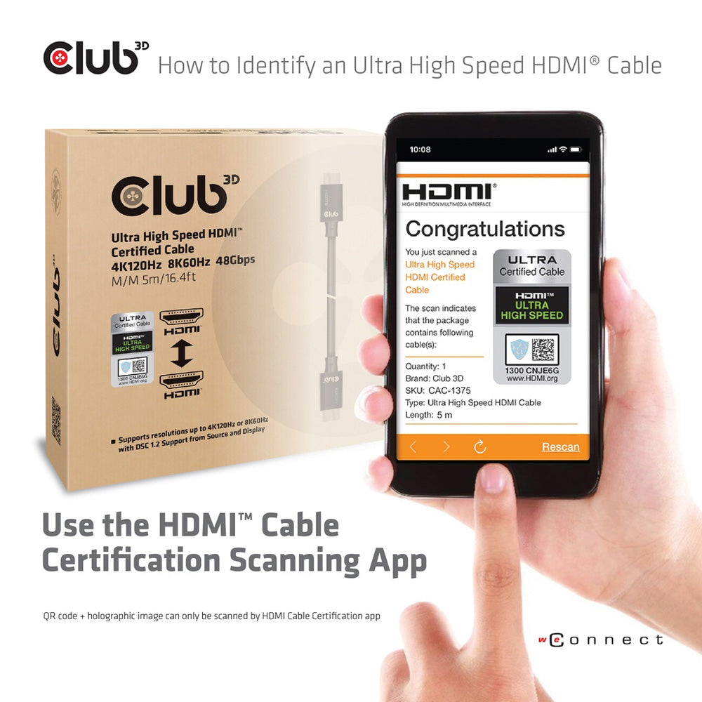 CLUB3D CAC-1375 5M 8K @60HZ ULTRA HIGH SPEED HDMI 2.1 CABLE - image 7