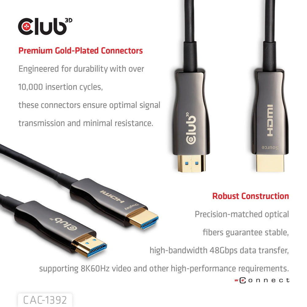 CLUB3D CAC-1392 30M 8K @60HZ HDMI 2.1 ULTRA HIGH-SPEED UNIDIRECTIONAL AOC CABLE - image 7