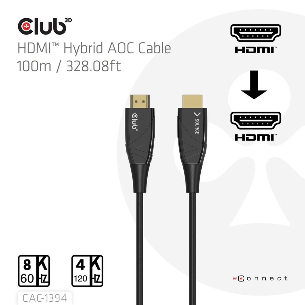 CLUB3D CAC-1394 100M 8K @60HZ HDMI 2.1 ULTRA HIGH-SPEED UNIDIRECTIONAL AOC CABLE - image 3