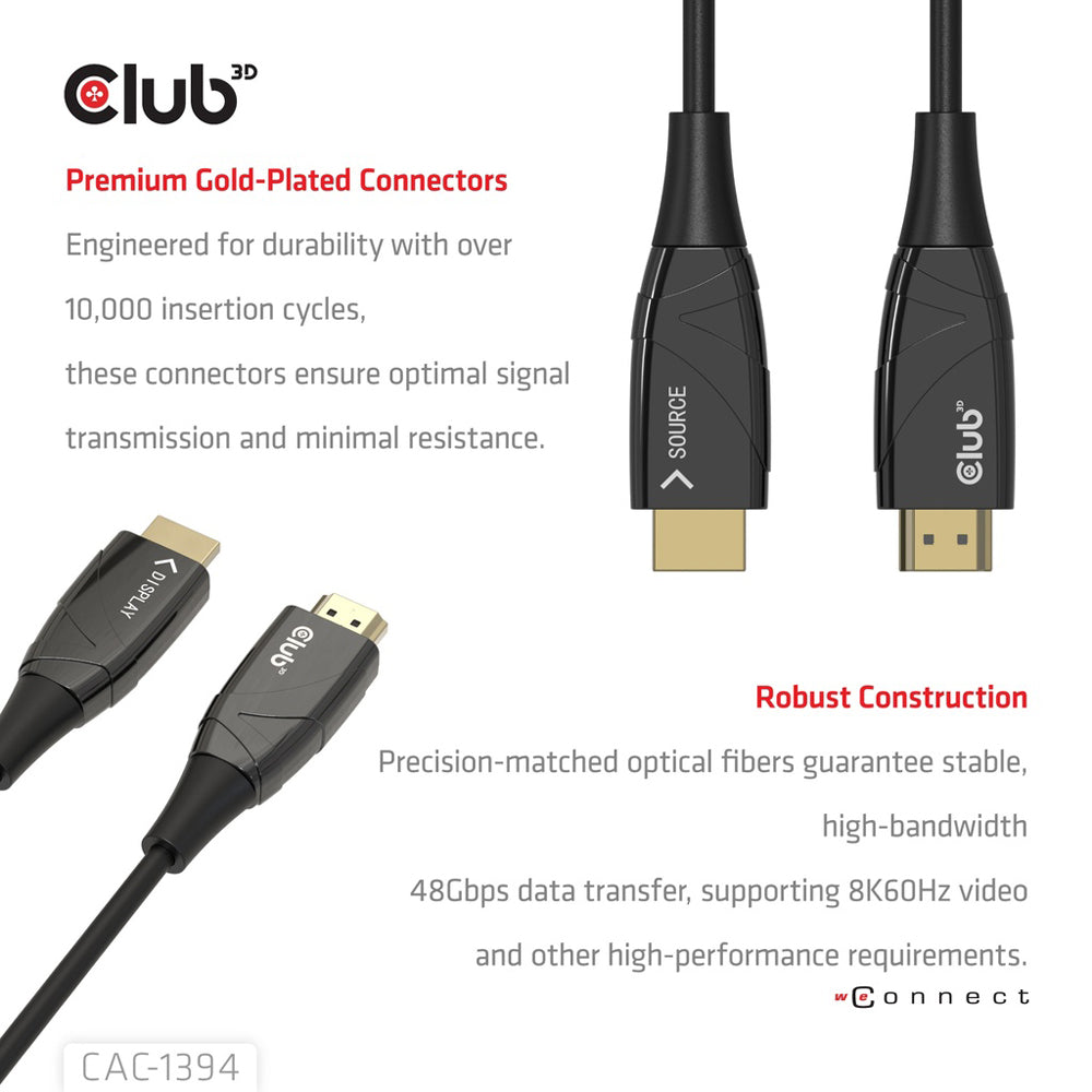 CLUB3D CAC-1394 100M 8K @60HZ HDMI 2.1 ULTRA HIGH-SPEED UNIDIRECTIONAL AOC CABLE - image 5