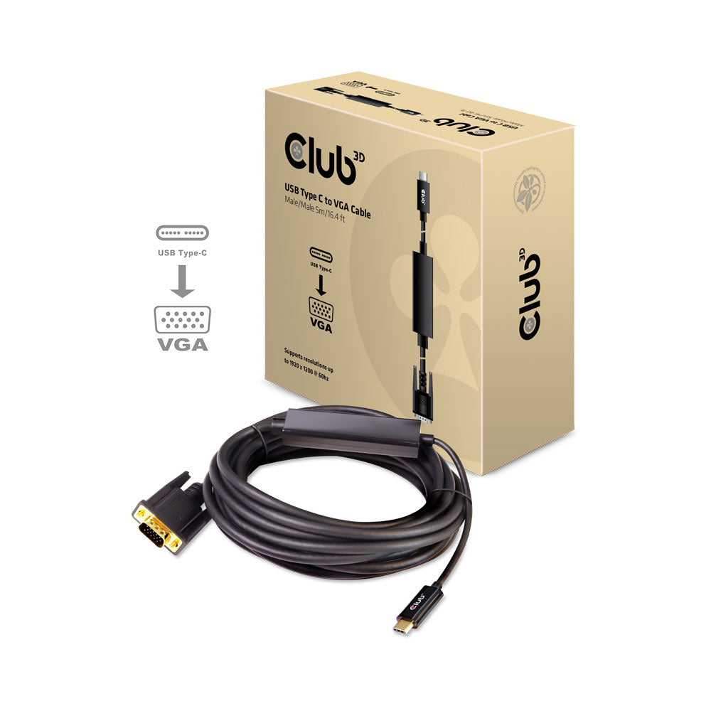 5M USB TYPE-C TO VGA ACTIVE CABLE MALE TO MALE - image 2