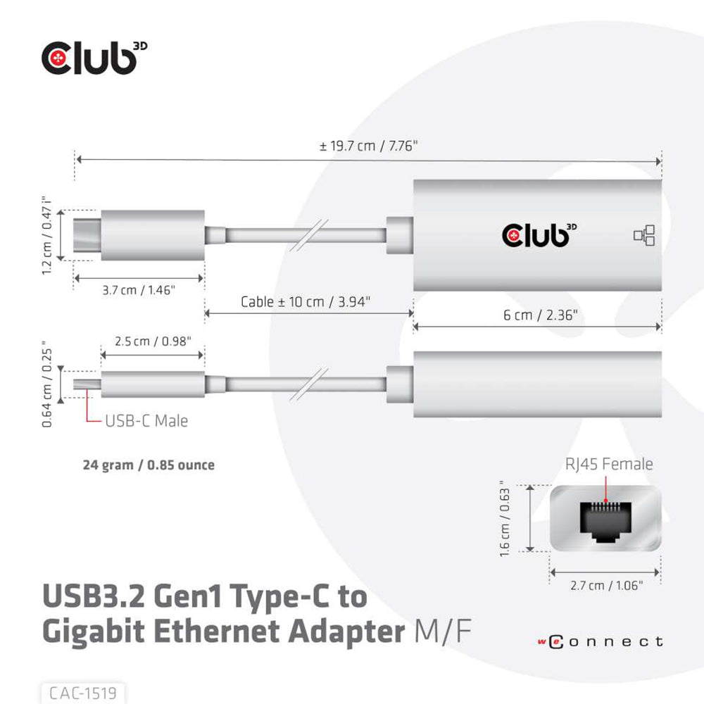 USB3.2 GEN1 TYPE-C TO GIG ETH ADAPTER M/F - image 4