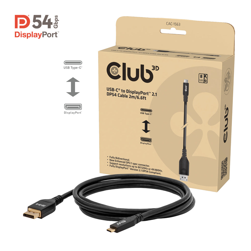CLUB3D CAC-1563 2M TYPE-C TO DISPLAYPORT DP2.1 BI-DIRECTIONAL CABLE - image 3