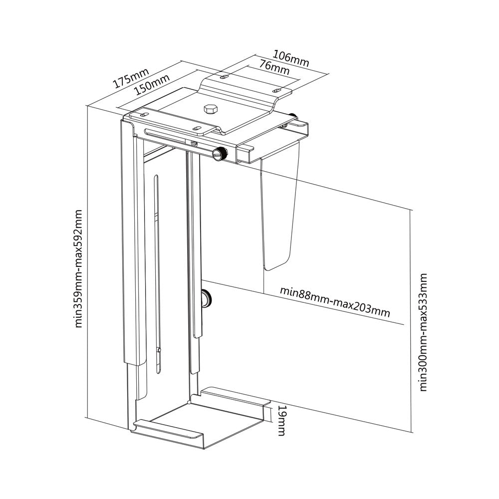 BRACKET 8.8 - 20.CM CPU HOLDER, (H) 53CM, MAX 10KG - image 2
