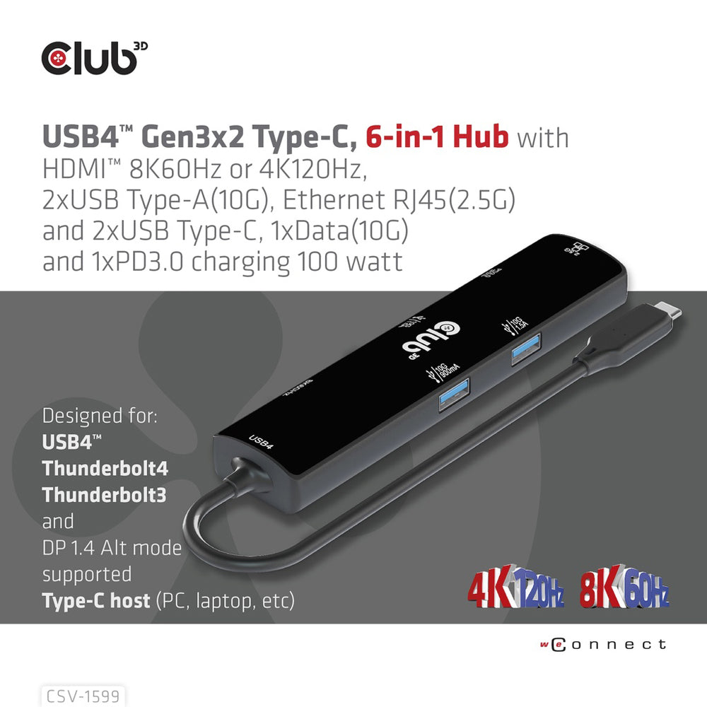 CLUB3D CSV-1599 USB4.0 GEN3X2 6-IN-1 PORT REPLICATOR - image 2