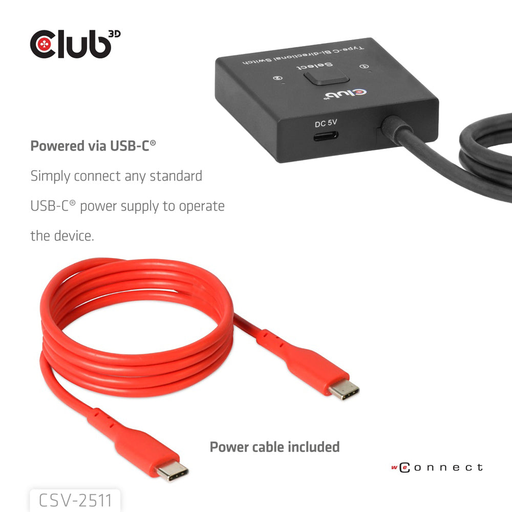 CLUB3D CSV-2511 USB TYPE-C BI-DIRECTIONAL 8K @60HZ VIDEO, 10GBPS DATA AND 100W POWER DELIVERY SWITCH - image 6